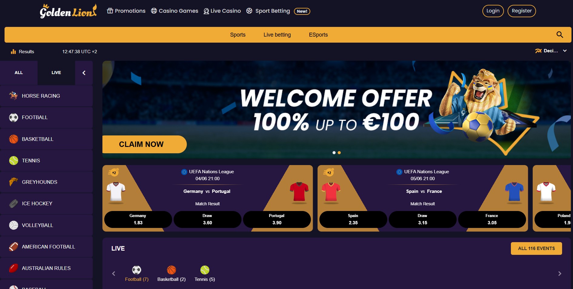 Sports Betting at Golden Lion Casino